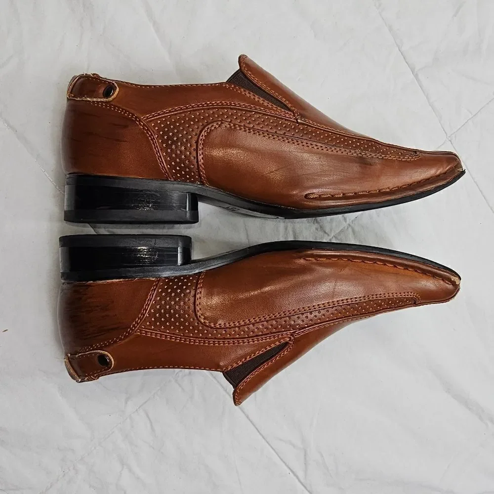 Stacy Adams Brown Leather Oxford Slip On Shoes‎ Boys Size 2